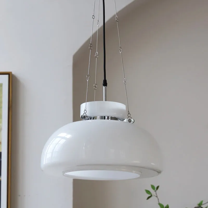 1-Light Semi Dome Pendant Light.Opal Glass