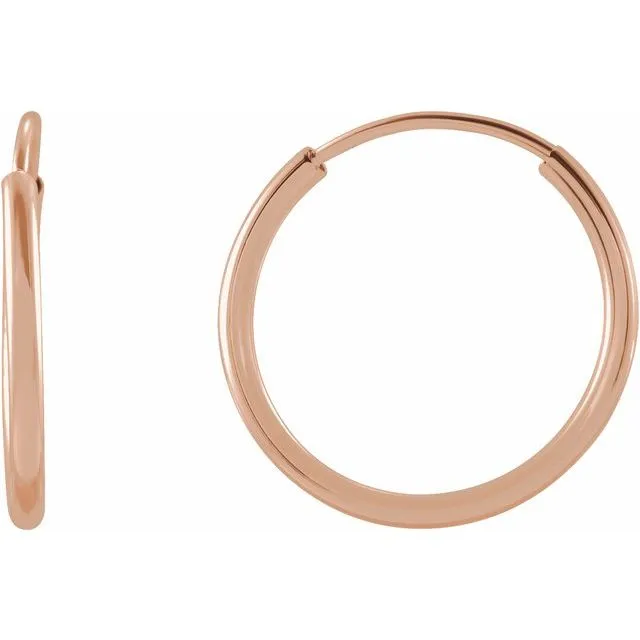 14K Rose Gold 12 mm Flexible Endless Huggie Earrings
