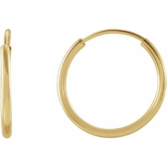 14K Yellow Gold 12 mm Flexible Endless Huggie Earrings