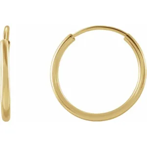 14K Yellow Gold 12 mm Flexible Endless Huggie Earrings
