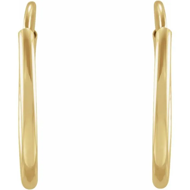 14K Yellow Gold 12 mm Flexible Endless Huggie Earrings