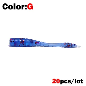 20pcs 4.5cm Soft jerk tail fishing Lure Pin Tail Bait Silicone Fishing Tackle