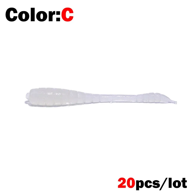 20pcs 4.5cm Soft jerk tail fishing Lure Pin Tail Bait Silicone Fishing Tackle