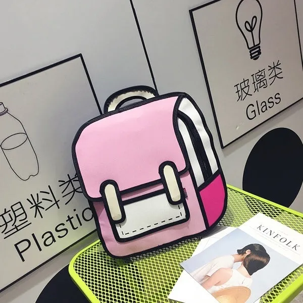 3D Jump Style 2D Drawing From Cartoon Paper Shoulder Bag Comic Backpack