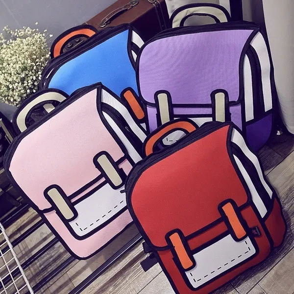 3D Jump Style 2D Drawing From Cartoon Paper Shoulder Bag Comic Backpack
