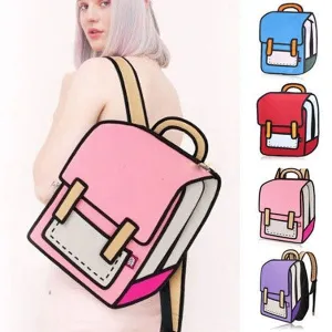 3D Jump Style 2D Drawing From Cartoon Paper Shoulder Bag Comic Backpack