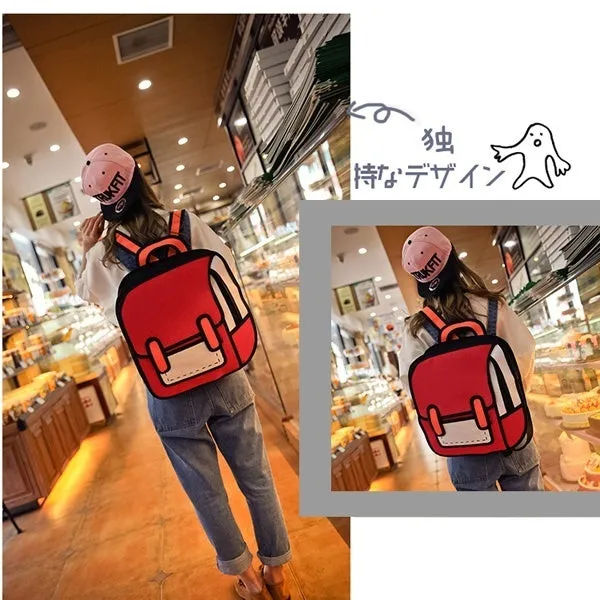 3D Jump Style 2D Drawing From Cartoon Paper Shoulder Bag Comic Backpack