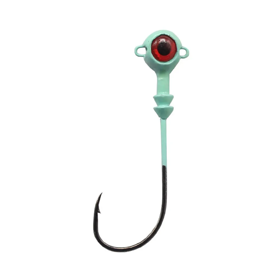 3PCS 6G/7.5G/12G Fishing Luminous 3D Eyes jig Head Hooks glowing soft plastic lure Accessories