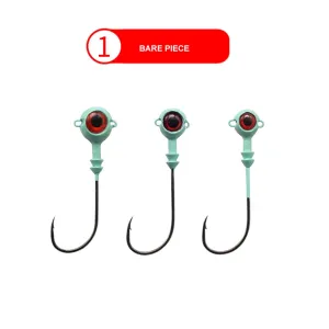 3PCS 6G/7.5G/12G Fishing Luminous 3D Eyes jig Head Hooks glowing soft plastic lure Accessories
