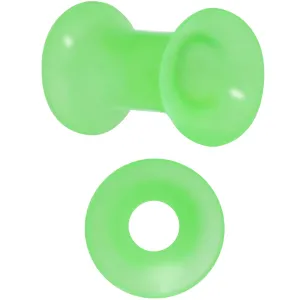 4 Gauge Thin Flexible Green Silicone Double Flare Tunnel Plug Set