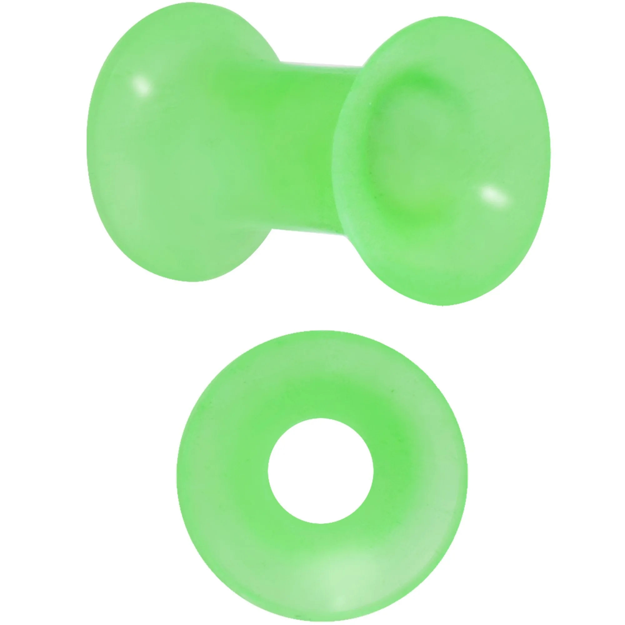 4 Gauge Thin Flexible Green Silicone Double Flare Tunnel Plug Set
