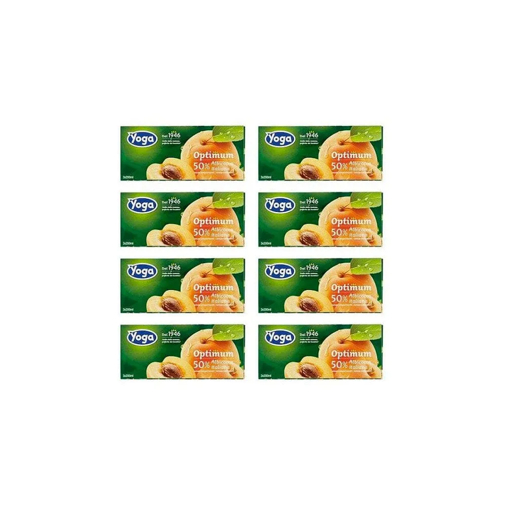 8x Yoga Optimum Brik Albicocca Aprikosen Fruchtsaft 3x200ml