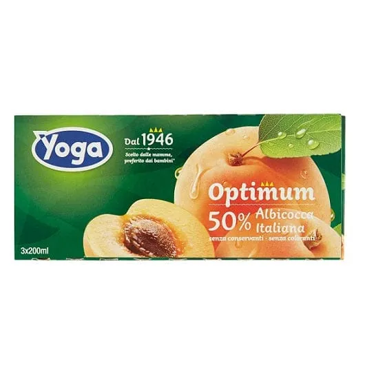8x Yoga Optimum Brik Albicocca Aprikosen Fruchtsaft 3x200ml