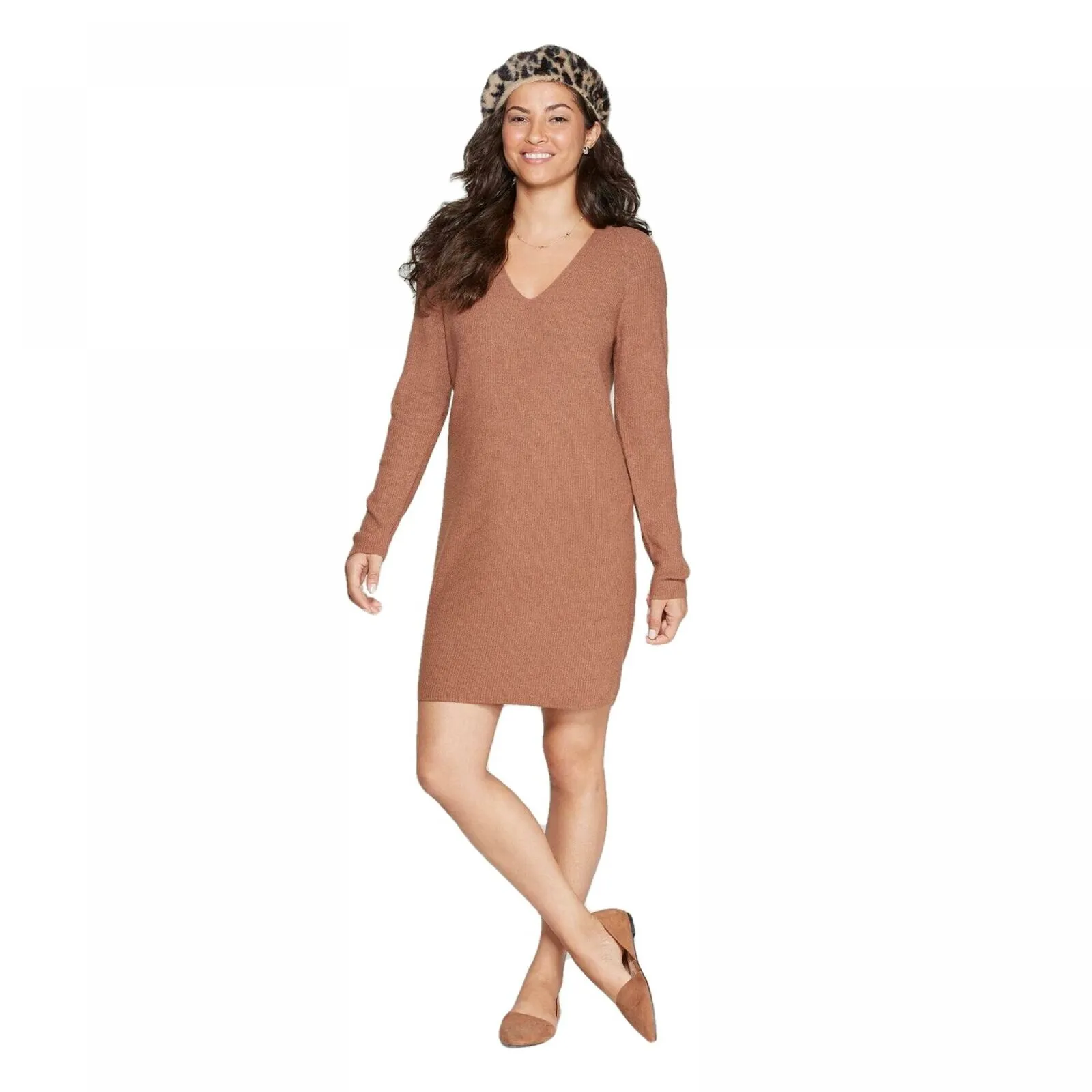 A New Day Women's Long Sleeve V-Neck Sweater Dress