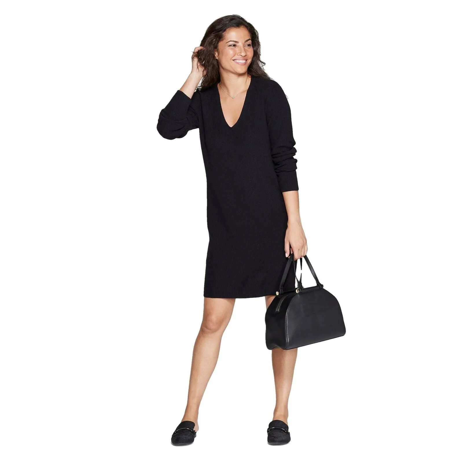 A New Day Women's Long Sleeve V-Neck Sweater Dress