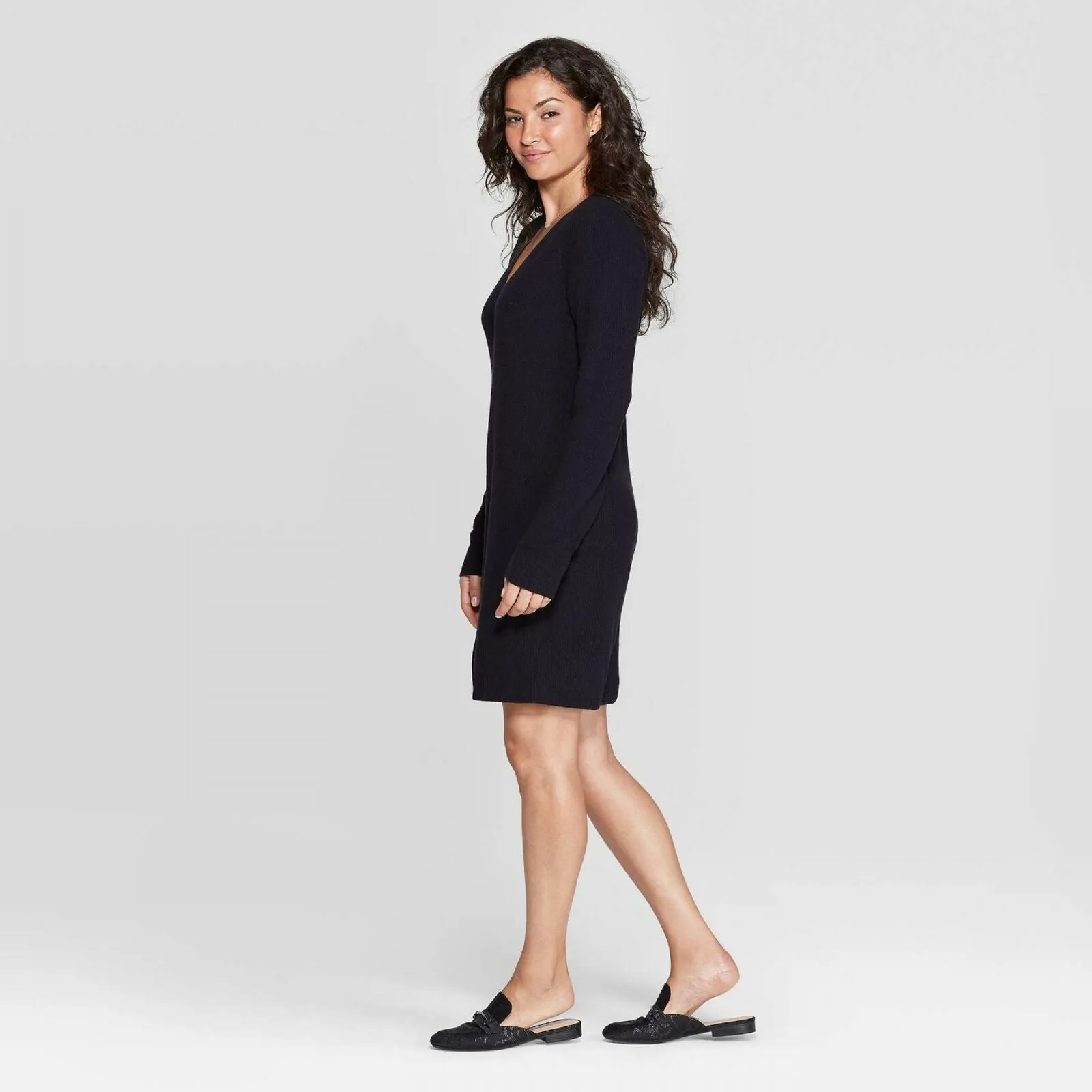 A New Day Women's Long Sleeve V-Neck Sweater Dress