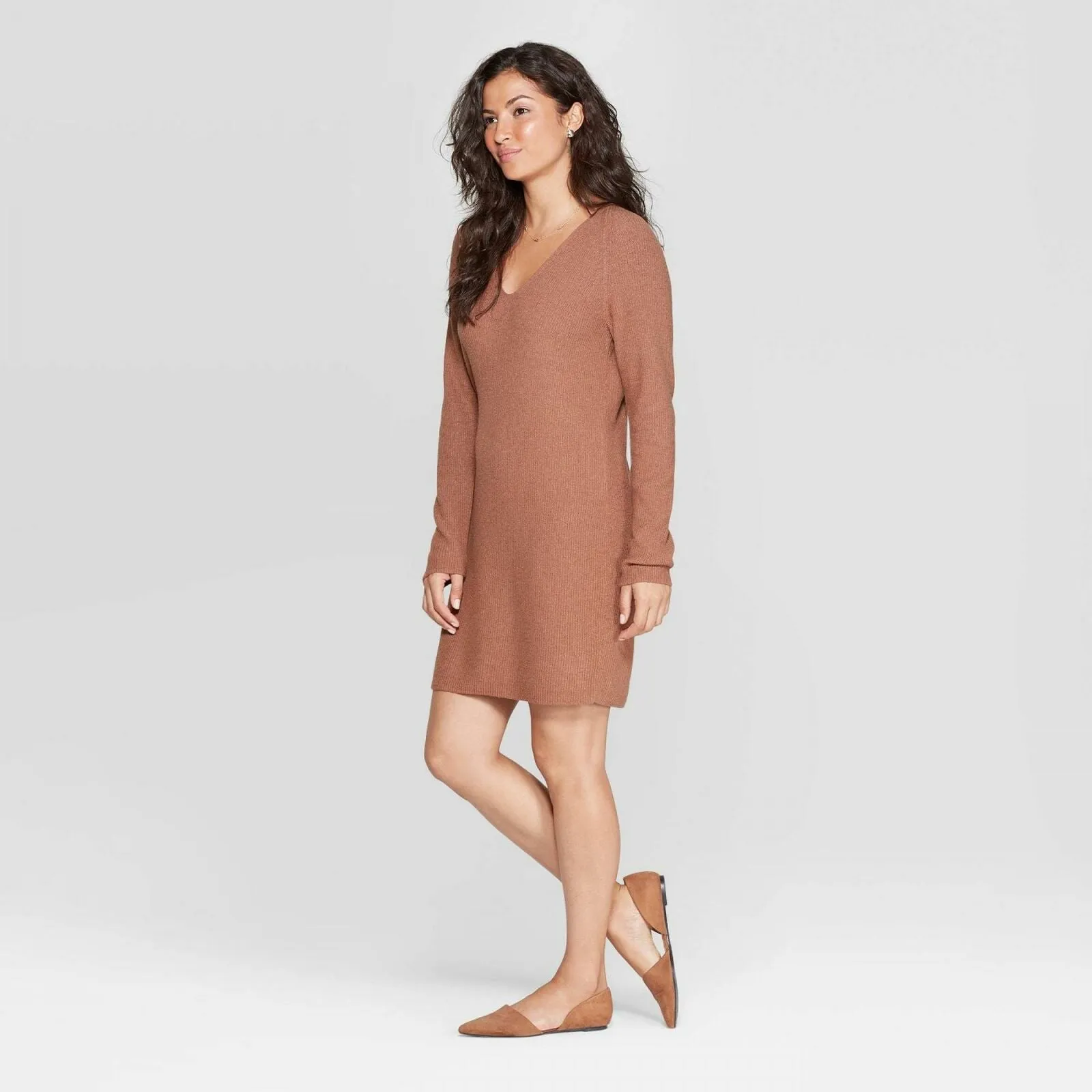 A New Day Women's Long Sleeve V-Neck Sweater Dress