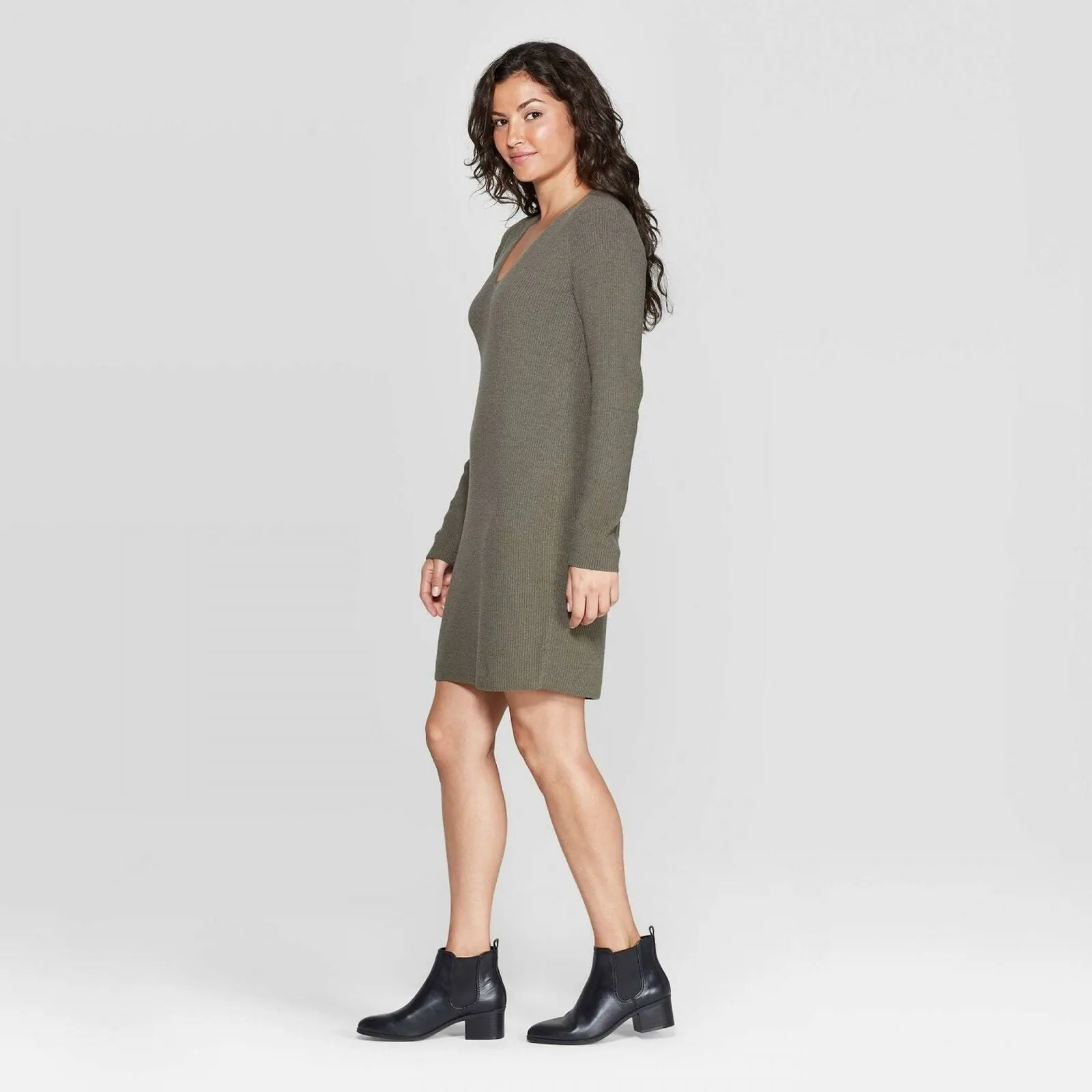 A New Day Women's Long Sleeve V-Neck Sweater Dress