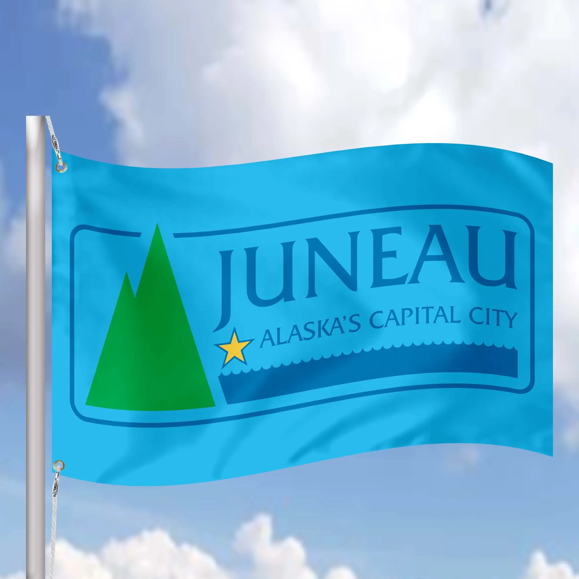 Alaska State Counties and Cities USA United States of America Flag Banner