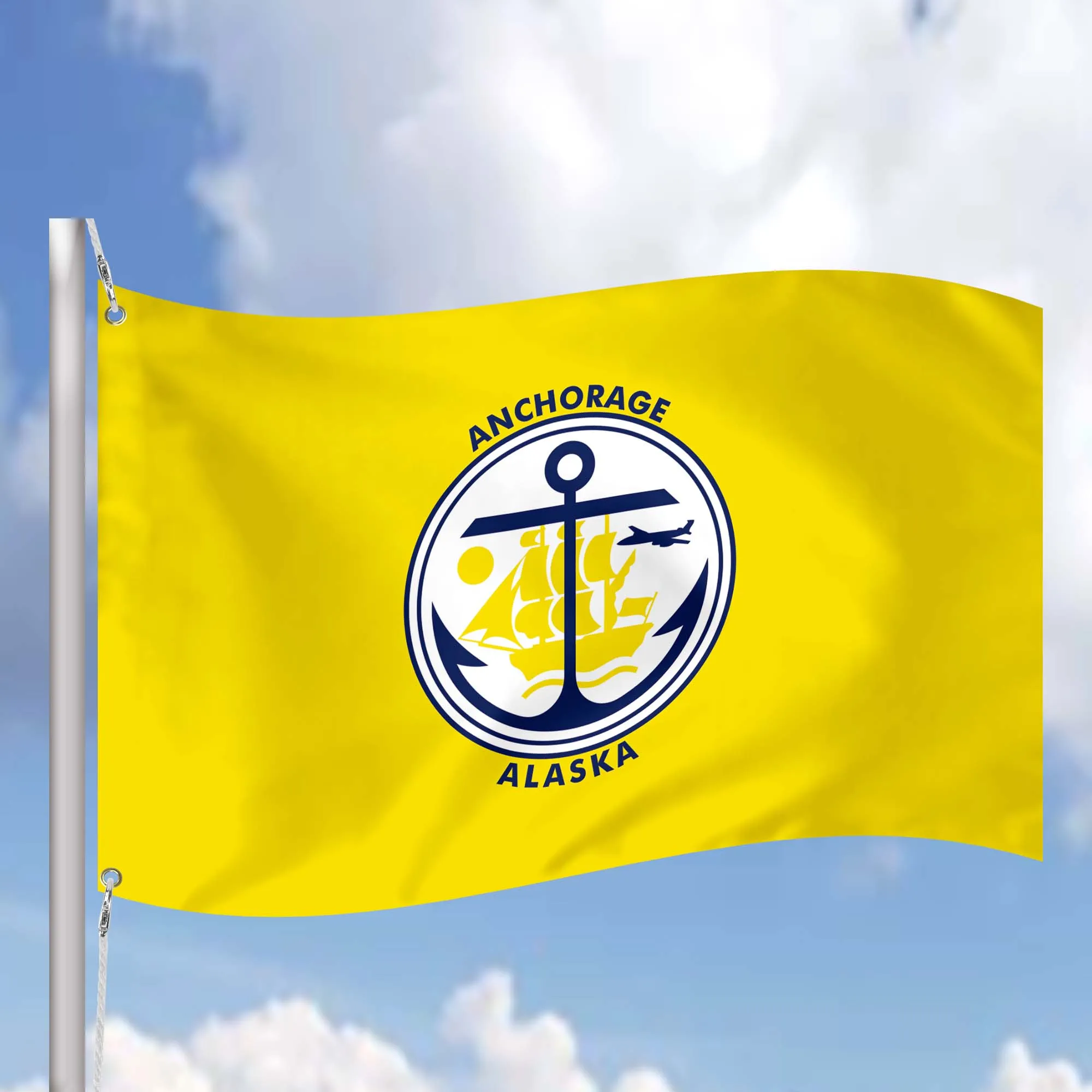 Alaska State Counties and Cities USA United States of America Flag Banner