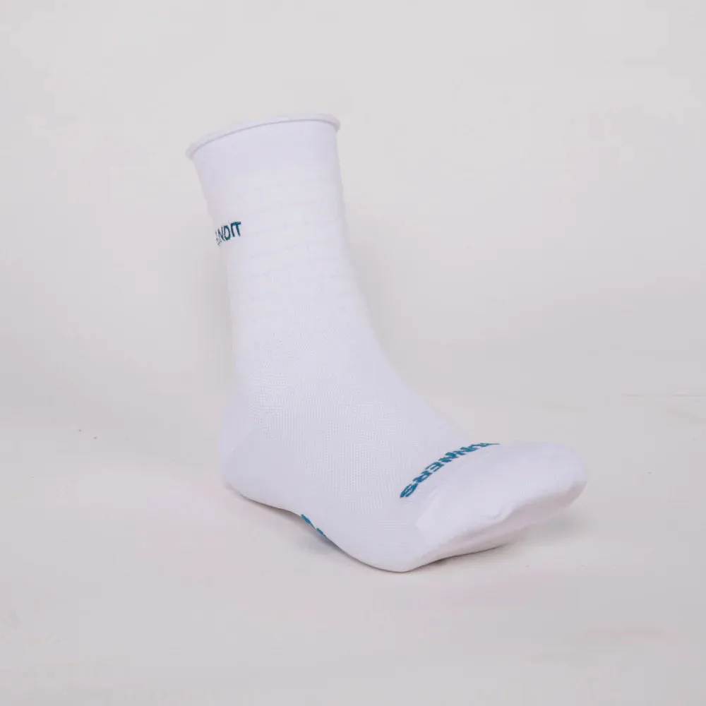Bandit Running Grid Knit Run Socks - White/Tide Pool - 2 Pack