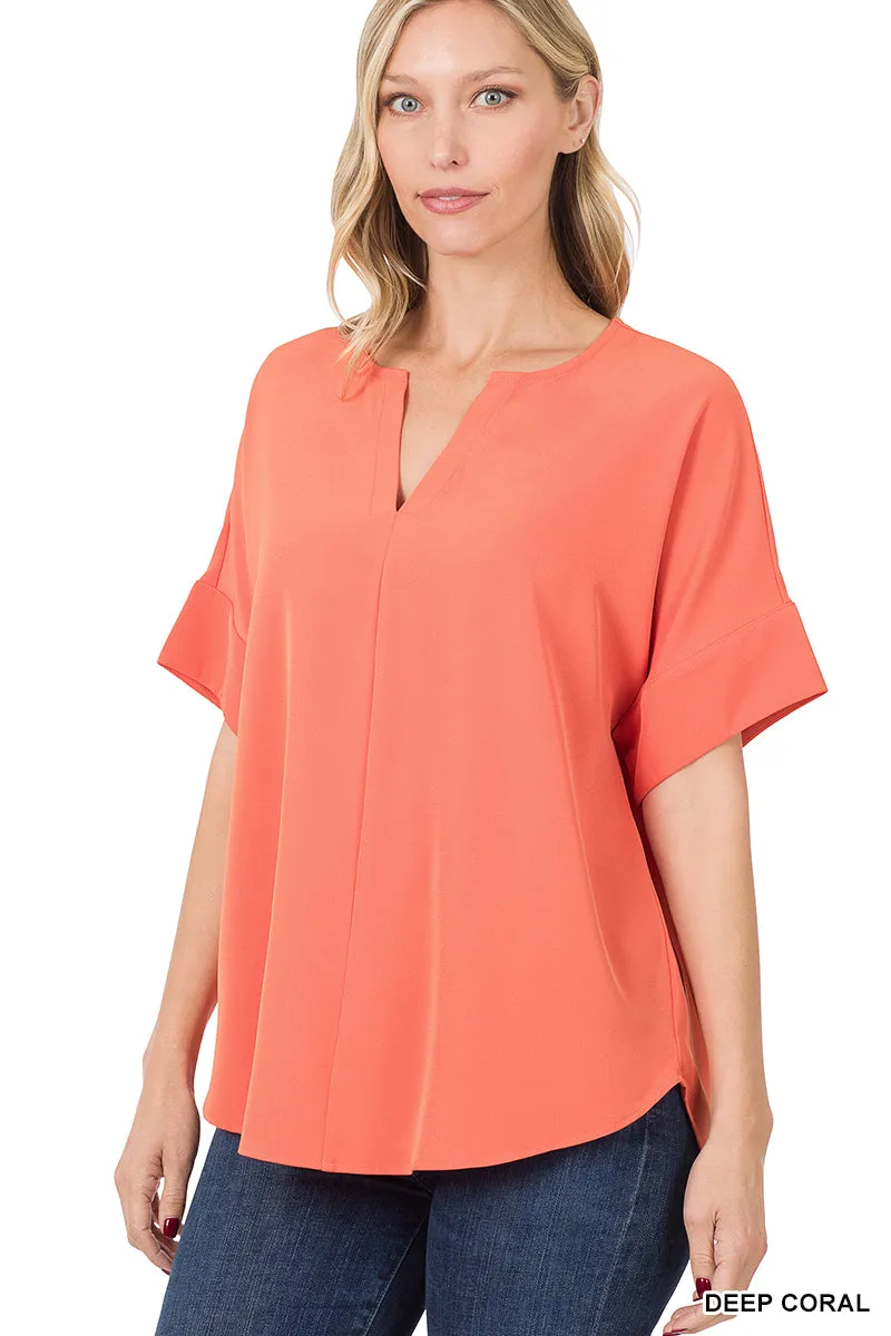 Begin Again Top in DEEP CORAL
