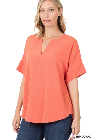 Begin Again Top in DEEP CORAL