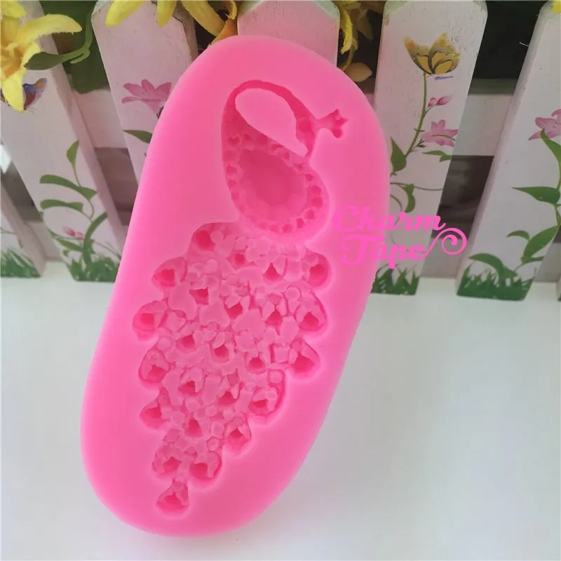 Big Size Peacock Food Grade Silicon silicone mold for uv resin /cake/ fondant flexible mold H3687