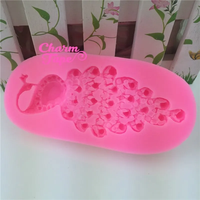 Big Size Peacock Food Grade Silicon silicone mold for uv resin /cake/ fondant flexible mold H3687