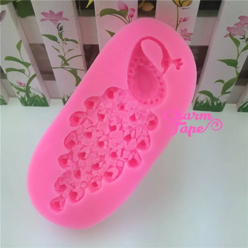 Big Size Peacock Food Grade Silicon silicone mold for uv resin /cake/ fondant flexible mold H3687