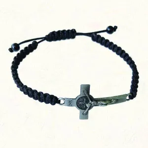 Black Slipknot Benedictine Crucifix Bracelet