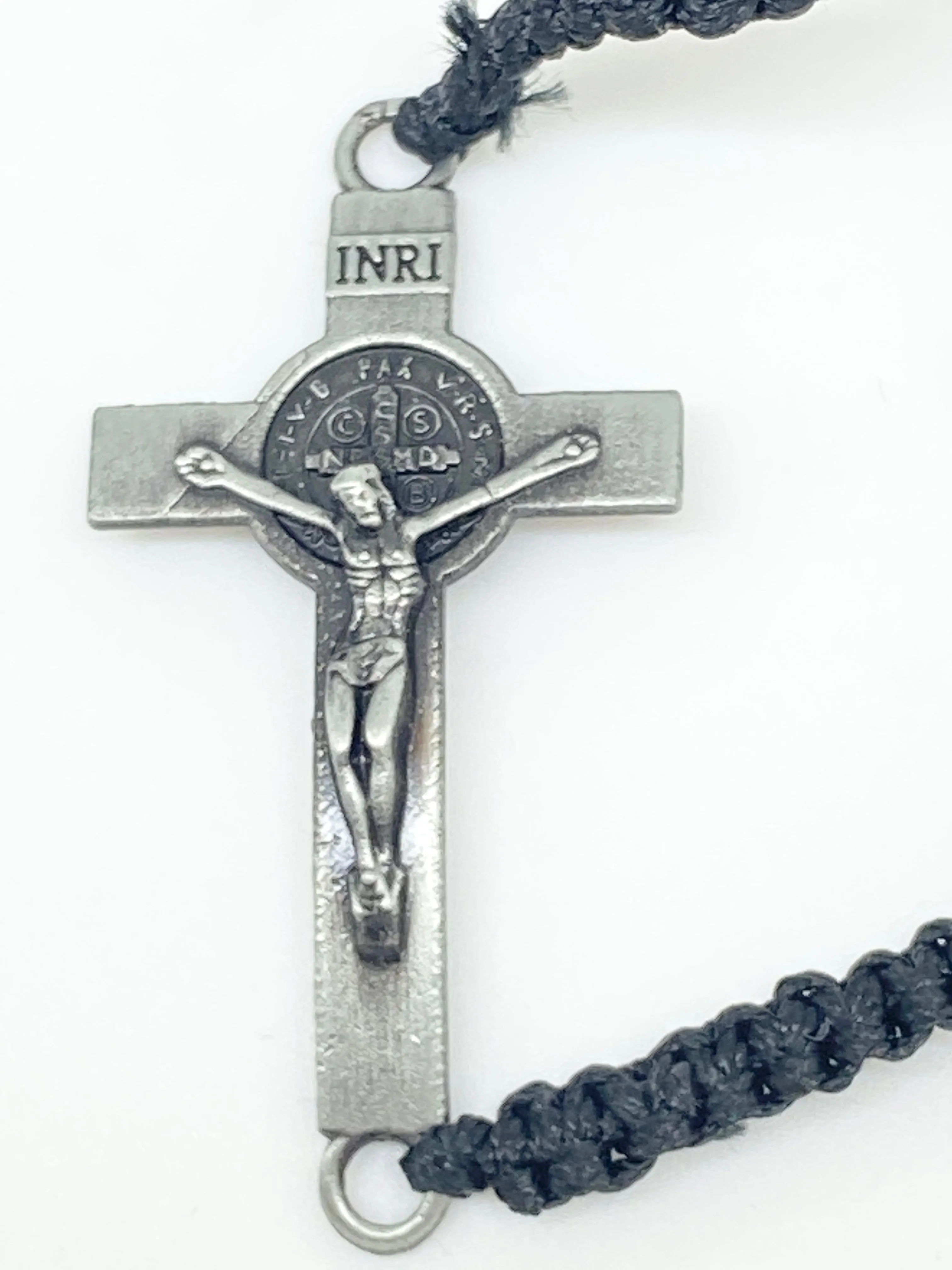 Black Slipknot Benedictine Crucifix Bracelet