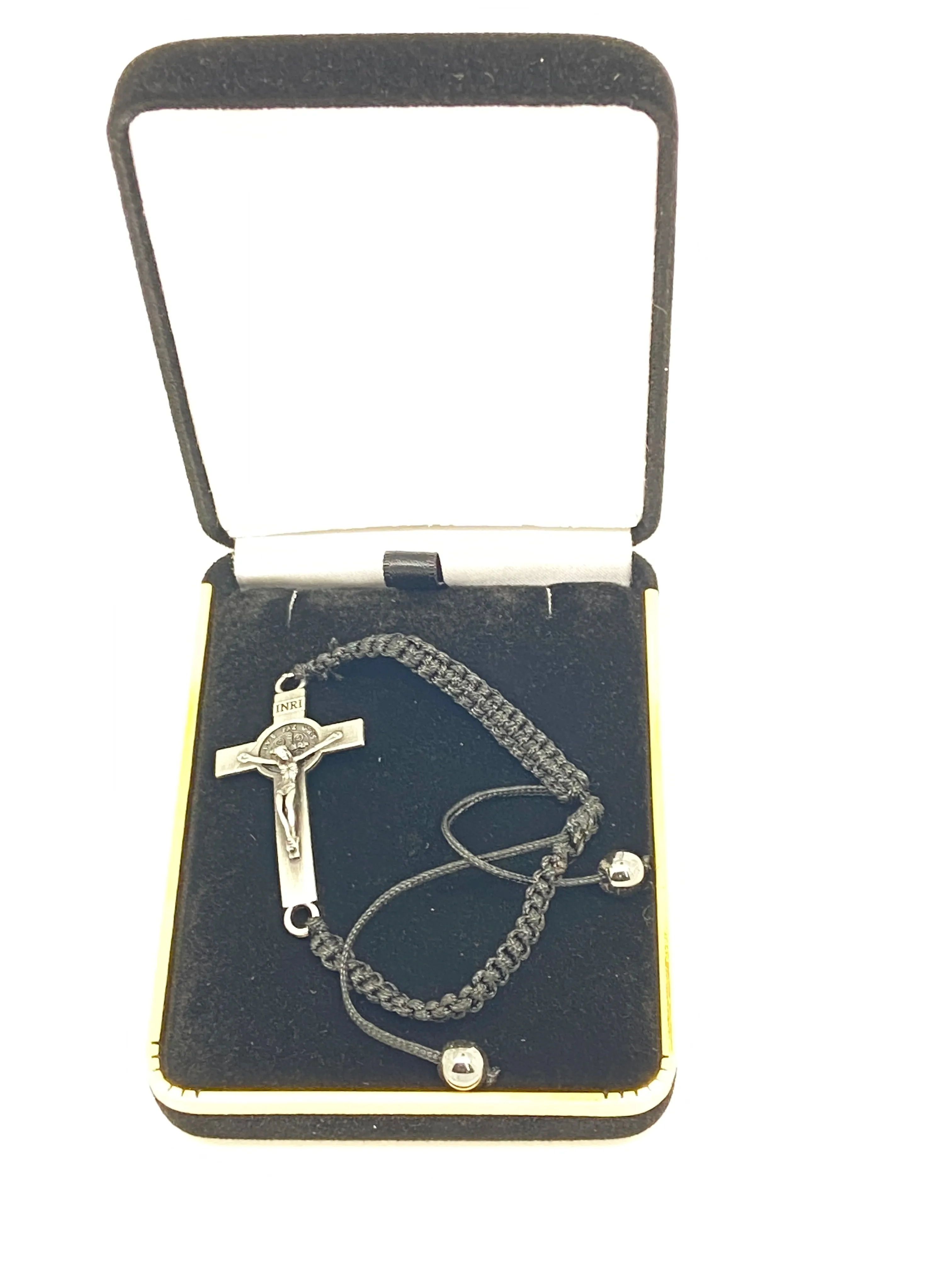 Black Slipknot Benedictine Crucifix Bracelet