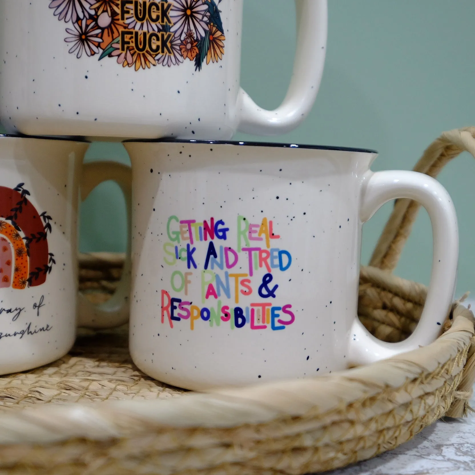Ceramic Speckled mug 400ml - sweary designs