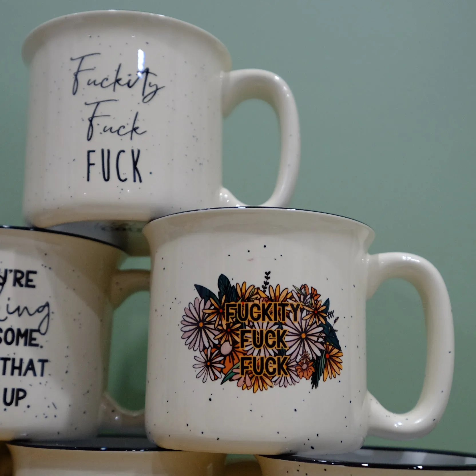 Ceramic Speckled mug 400ml - sweary designs