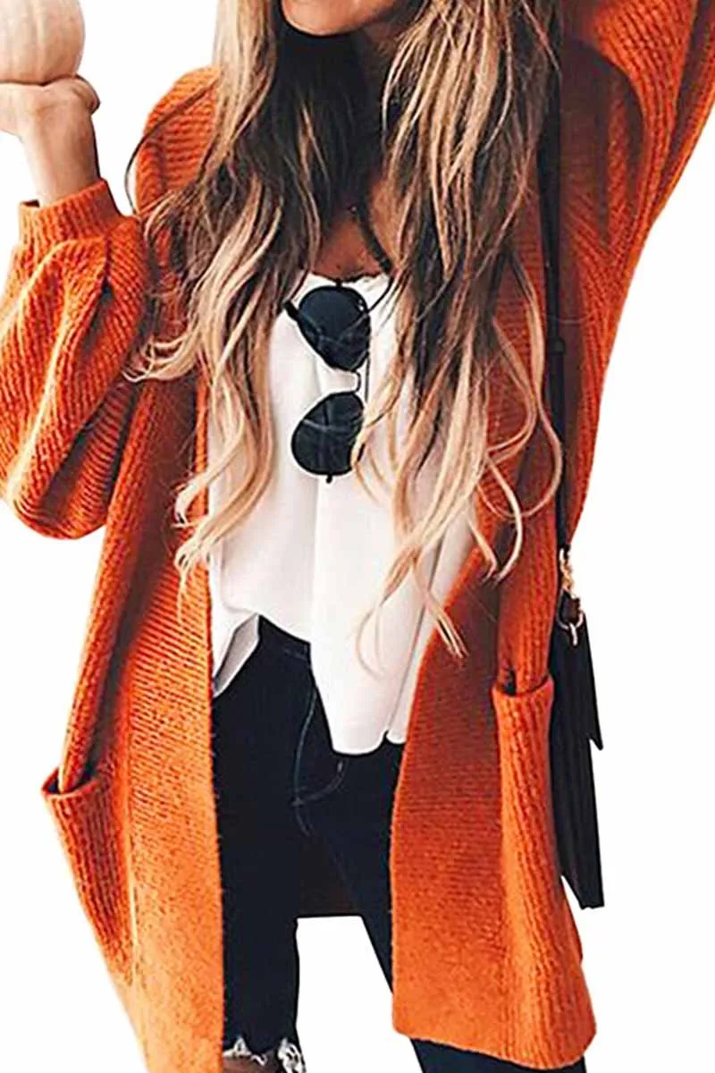 Chicindress Loose Long Orange Cardigan