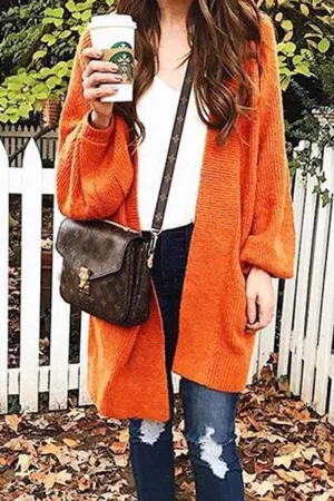 Chicindress Loose Long Orange Cardigan