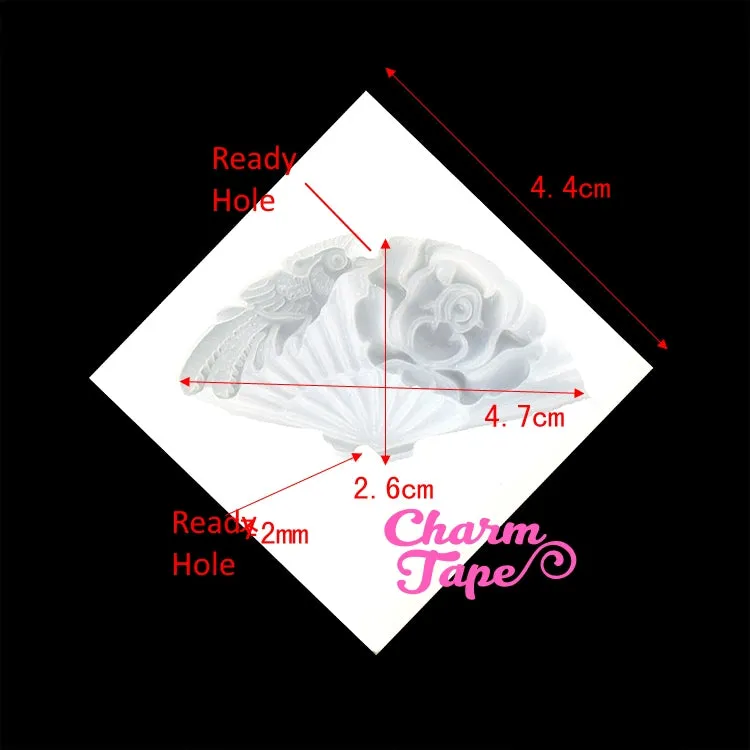 Chinese Fan Silicon mold flexible, for polymer clay, resin jewelry Q186