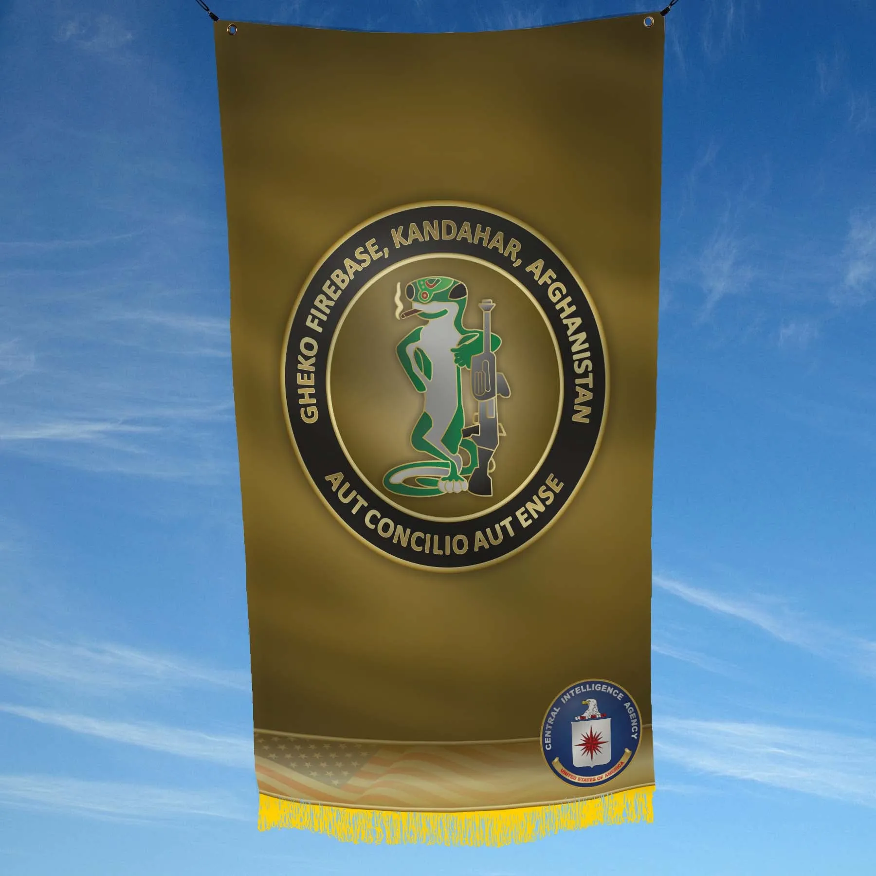 CIA NCS SAD SOG Special Operations Group Ghecko Firebase Kandahar Afghanistan Flag Banner
