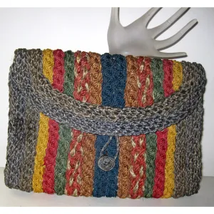 Colorful Woven Straw Clutch Purse