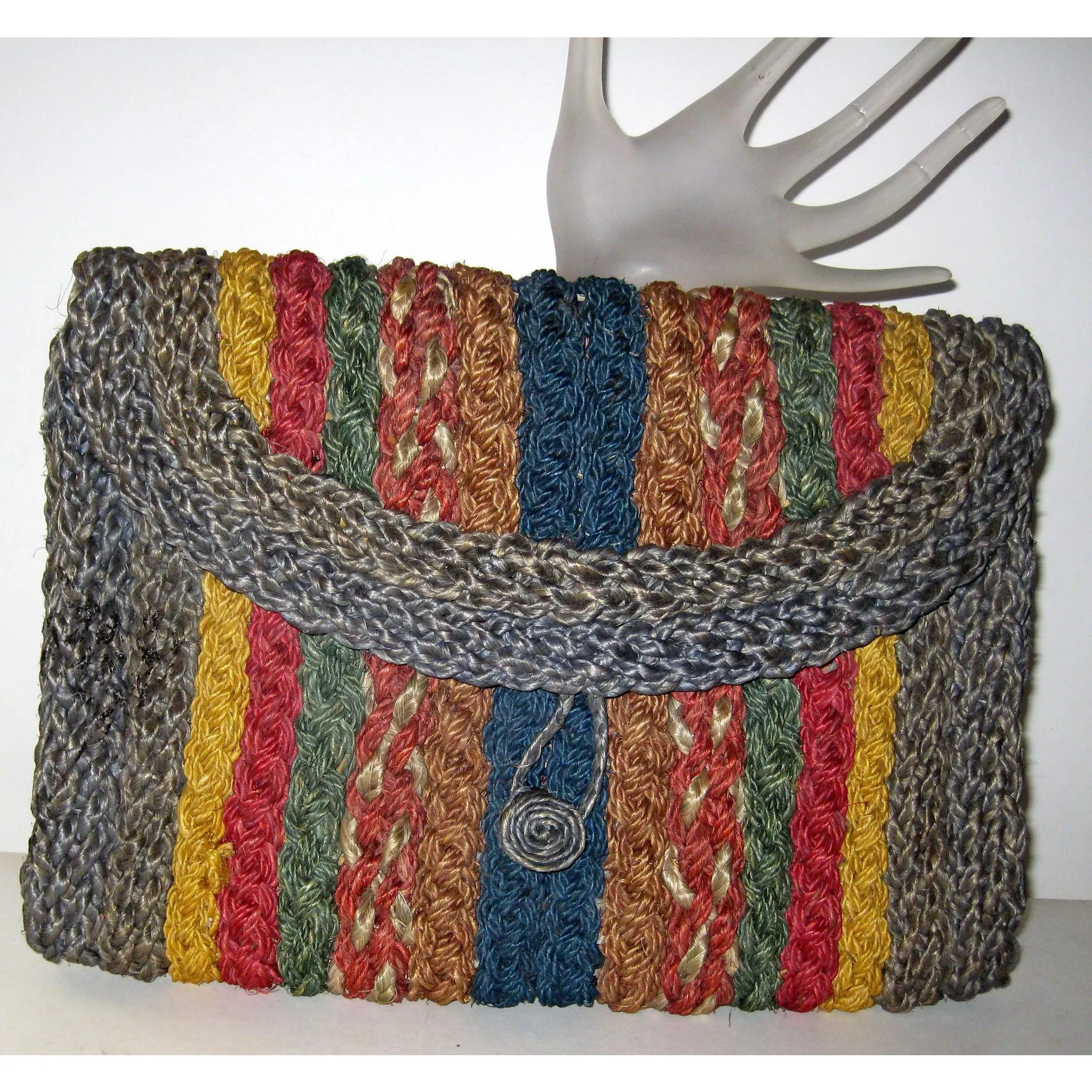 Colorful Woven Straw Clutch Purse