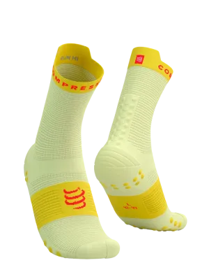 Compressport Unisex's Pro Racing Socks v4.0 Run High - Elf Yellow/Fluo Red