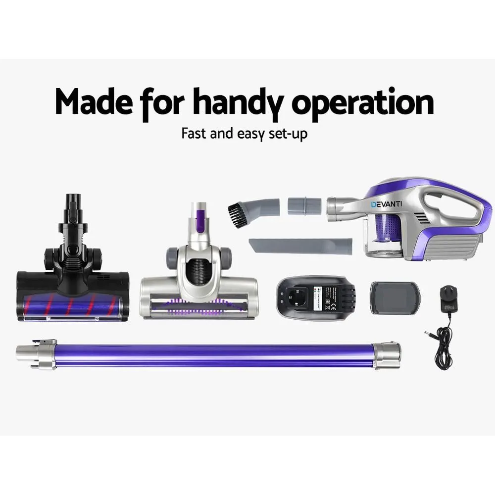 Cordless 150w Handstick Vacuum Cleaner Purple and Grey