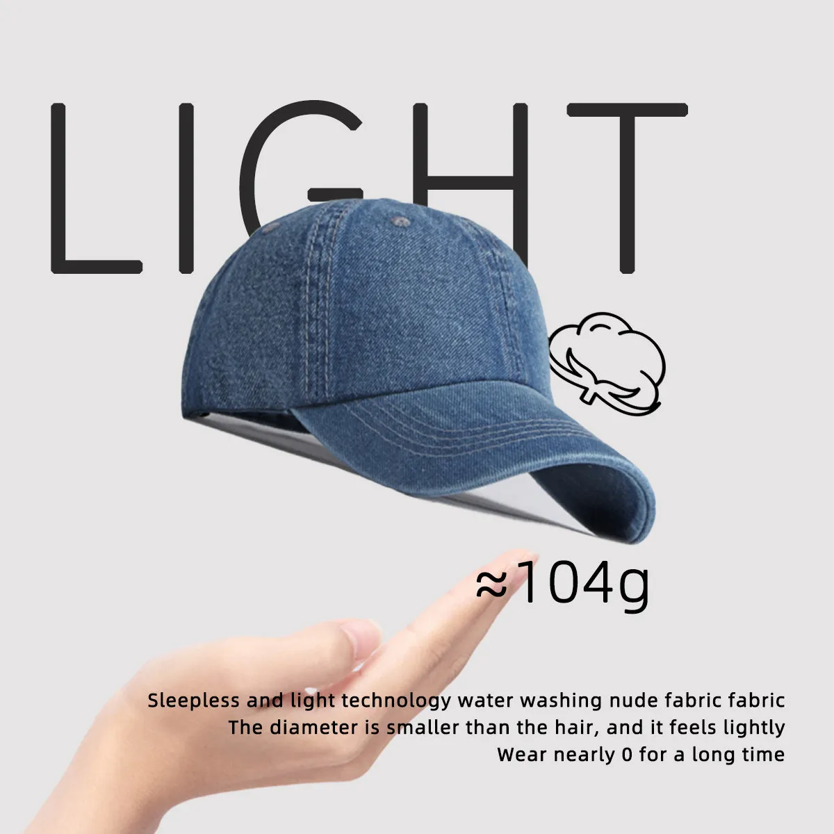 Cotton Denim Baseball Cap