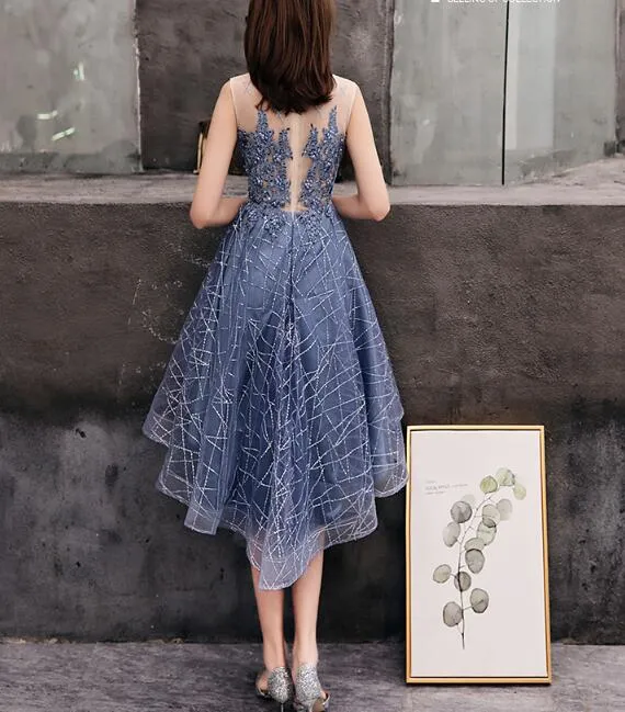 Cute Grey High Low Party Dress, New Formal Dress