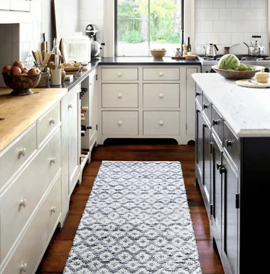 Denim Rag Diamond Ivory Woven Rug