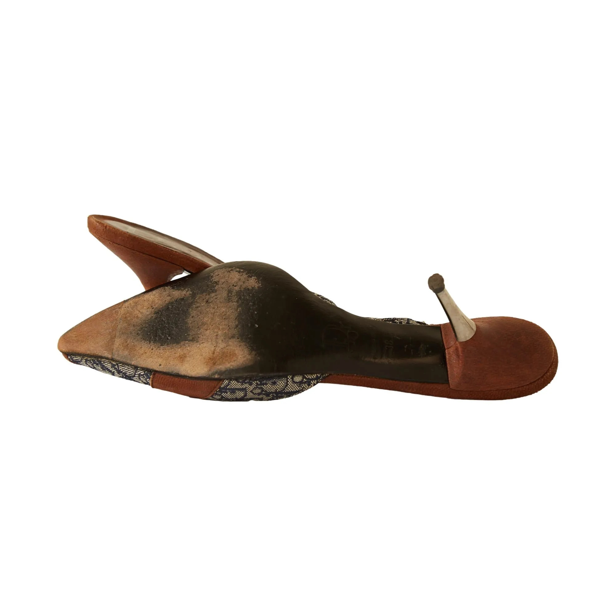 Dior Navy   Brown 'CD' Logo Heels