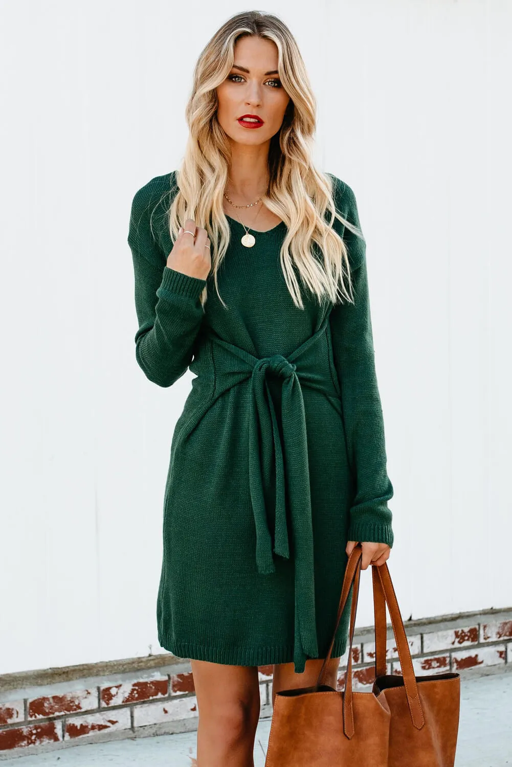 Don’t Let Me Go Tie Sweater Dress