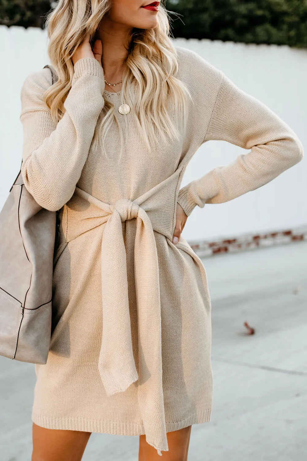 Don’t Let Me Go Tie Sweater Dress