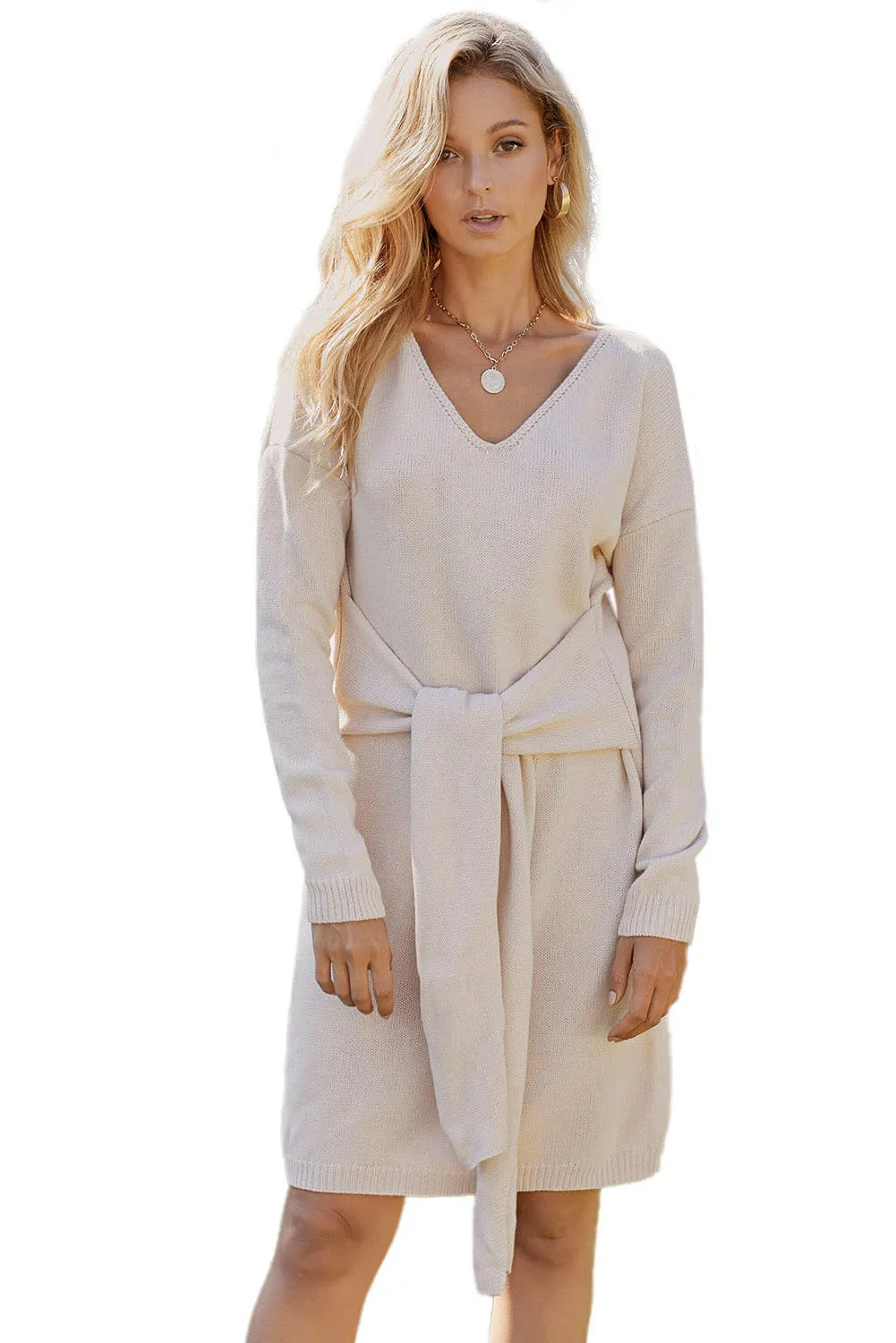 Don’t Let Me Go Tie Sweater Dress